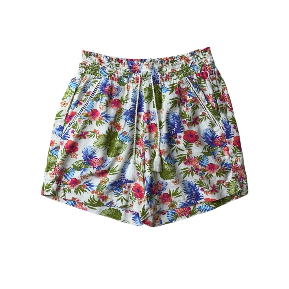 LINEN BLEND FLORAL SHORTS • SIZE S • BRIGGS • NWT